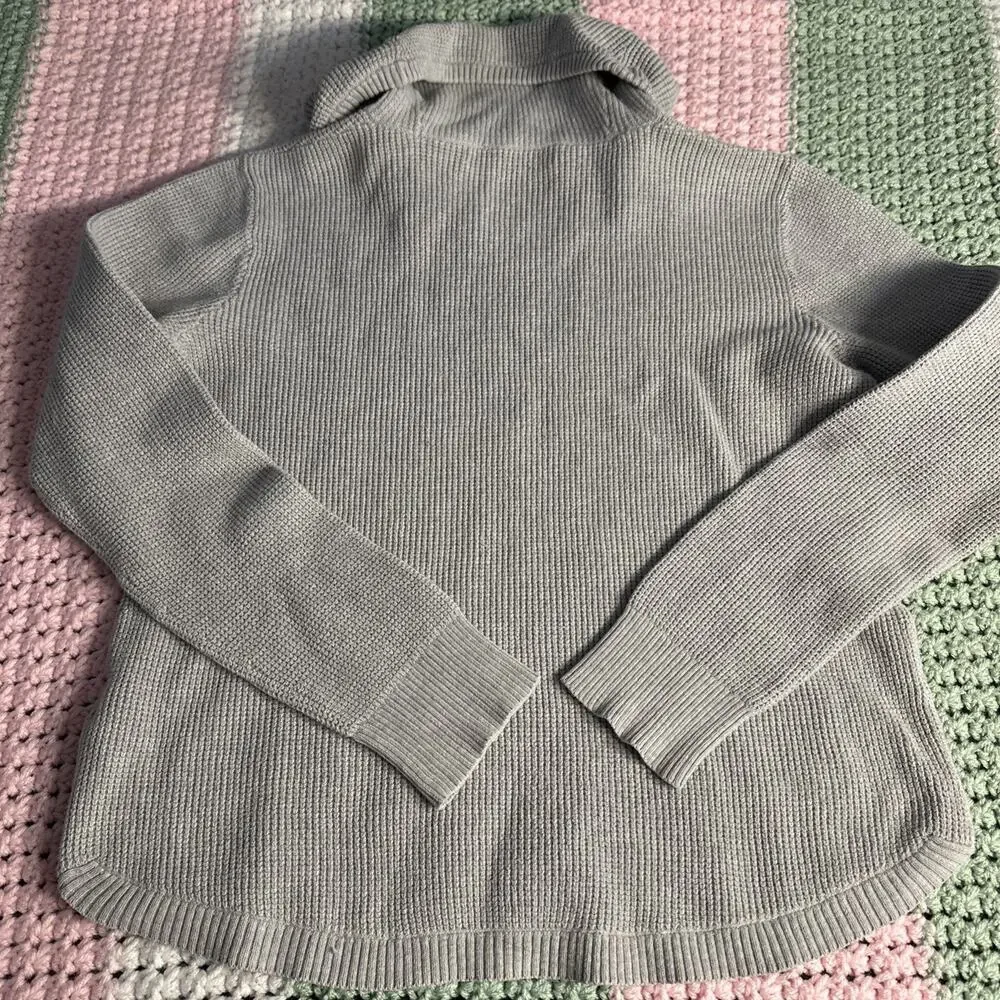 Lauren Ralph Lauren Sweater Womens Medium Grey Waffle Knit Turtle Neck